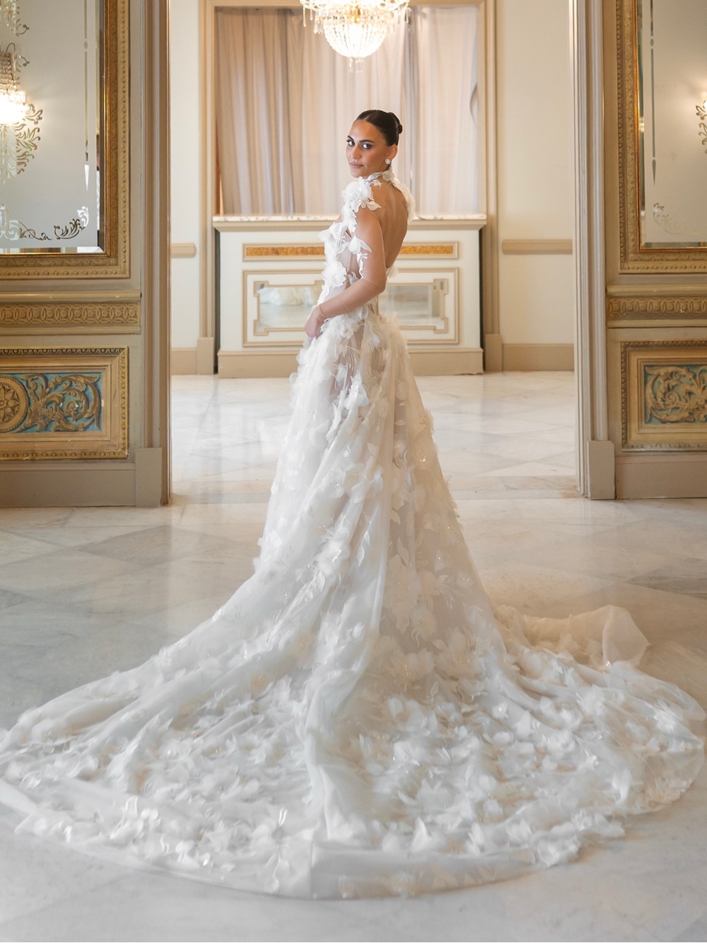 Ethereal White Floral Appliqué Wedding Gown - Picture 3 of 3